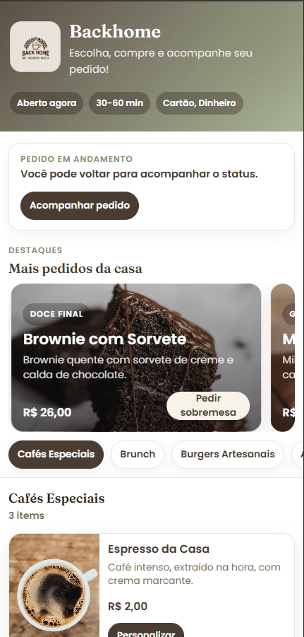Tela inicial real do DeNode Delivery no celular