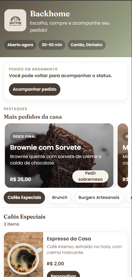 Cliente abre o delivery