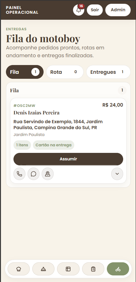 Motoboy acompanha no celular